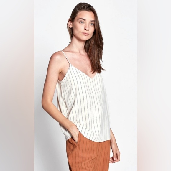 Equipment Femme Women’s Layla Striped Cami Blouse in Ivory/Black Size XS - Picture 1 of 7